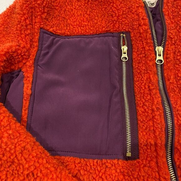 Free People 'Rivington' sherpa jacket Orange and purple - Picture 7 of 13